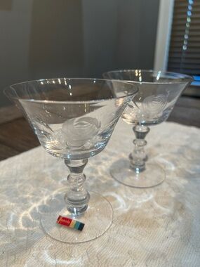 Set of 2 FOSTORIA ROSE Vintage CHAMPAGNE TALL SHERBETS 4 7/8"